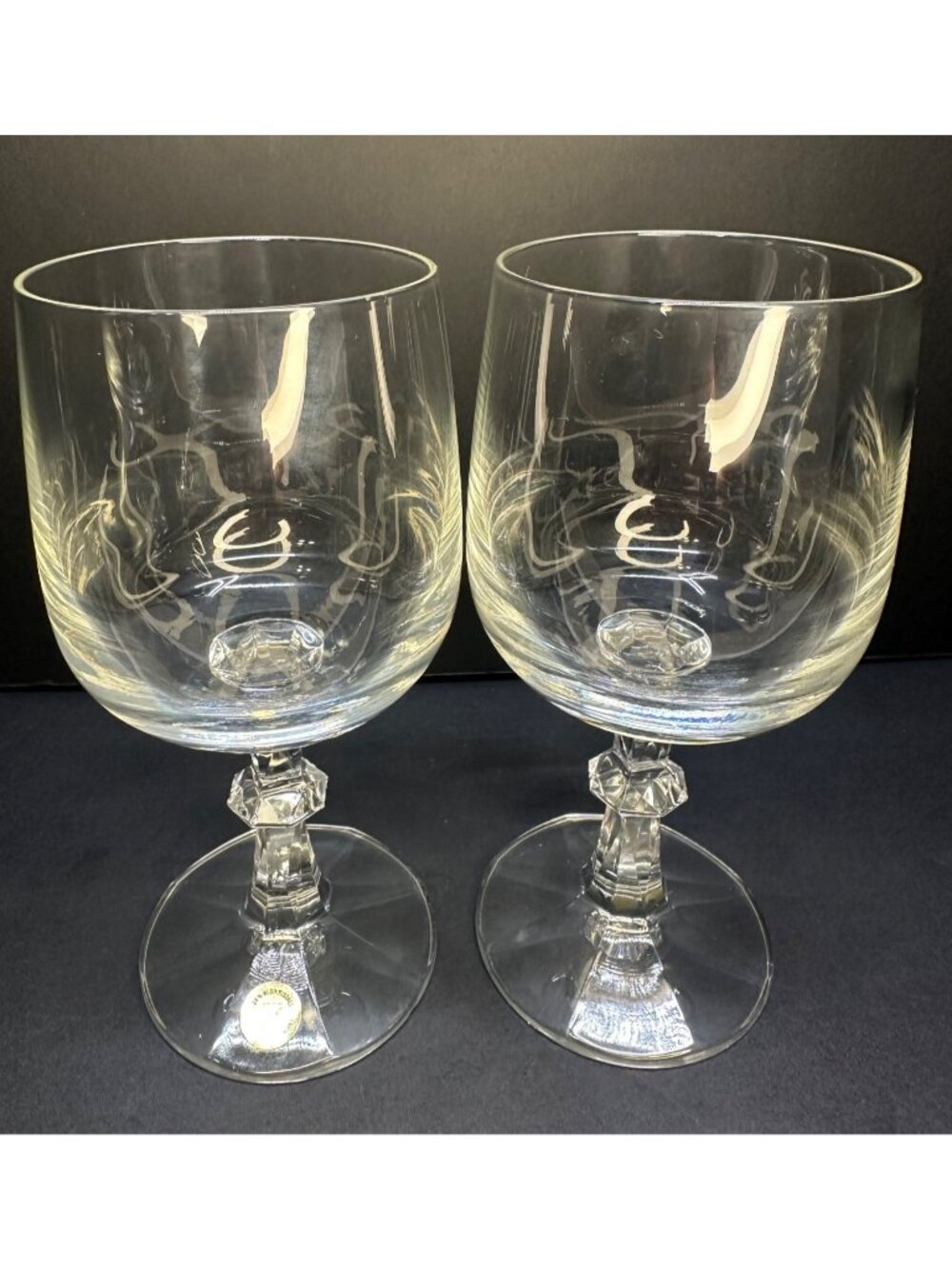 Vtg Zweisel Germany 24% Bleikristall Wine Tea Goblet Glasses 6.75" Tall Set of 2